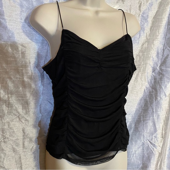 Crave Fame top, L, GUC, lined ruched nylon mesh, stretch straps - Picture 2 of 7